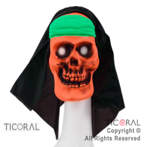MASCARA CALAVERA PIRATA FLUO CON CAPUCHA x 1